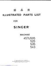 Singer 457U535 Illustrated Parts List