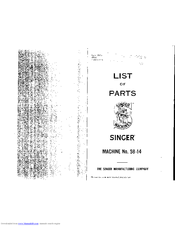 Singer 58-14 Parts List