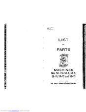 Singer 58-4 Parts List