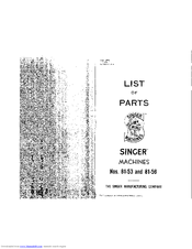 Singer 81-53 Parts List