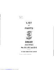 Singer 85-1 Parts List