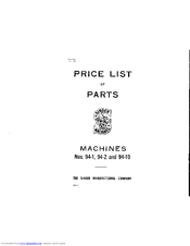 Singer 94-10 Parts Manual
