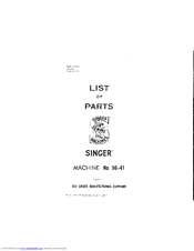Singer 96-41 List Of Parts
