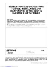Smeg SFR30 Instructions And Suggestions For Use, Installation And Maintenance