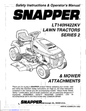Snapper LT140H422KV Safety Instructions & Operator's Manual