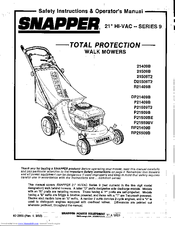 Snapper P21509T2 Safety Instruction & Operatorrs Manual