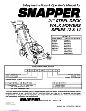 Snapper 215012, 215014, R215012, N2151 Operator's Manual