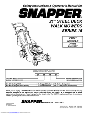 Snapper 216015, 216515BV Operator's Manual