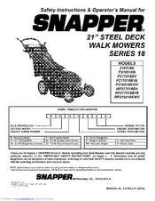 Snapper P216018KWV Safety Instructions & Operator's Manual