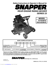 Snapper 421823BVE, W421623BVE Safety Instructions & Operator's Manual