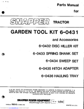 Snapper 6-0433 Parts Manual