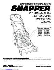 Snapper NSPV21675 Safety Instructions & Operator's Manual