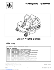 Snapper 7800391 Initial Setup Manual