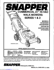 Snapper C21501KWV Safety Instructions & Operator's Manual