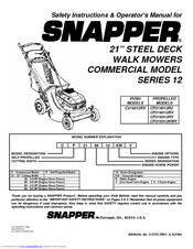 Snapper P215013KWV Safety Instructions & Operator's Manual