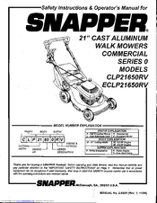 Snapper CLP21650RV Safety Instructions & Operator's Manual