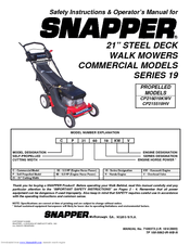 Snapper CP215019KW, CP215519HV Safety Instructions & Operator's Manual