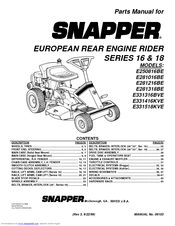 Snapper E281016BE Parts Manual