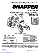 Snapper E281016BE Safety Instructions And Operator's Manual
