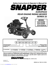 Snapper E281022BE, E281222BE, E331522K Safety Instructions & Operator's Manual