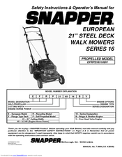 Snapper EFRP216516BV Safety Instructions & Operator's Manual