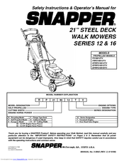Snapper EFRP216512TV Safety Instructions & Operator's Manual