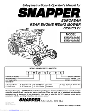 Snapper EM250821BE, EM281021BE Safety Instructions & Operator's Manual