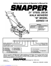 Snapper MRP218014T Safety Instructions & Operator's Manual