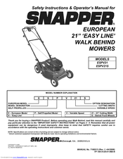 Snapper Easy Line ESPV21S Safety Instructions & Operator's Manual