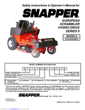 Snapper EYZ16335BVE Safety Instructions & Operator's Manual