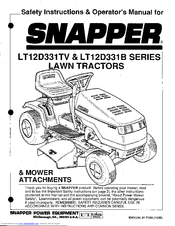 Snapper LT12D331TV Series Safety Instructions & Operator's Manual
