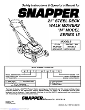 Snapper MR216015BV Safety Instructions & Operator's Manual