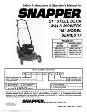 Snapper MR216017B Safety Instructions & Operator's Manual