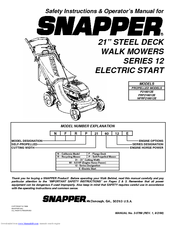 Snapper FRP216012E Safety Instructions & Operator's Manual