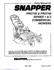 Snapper PRO748 Parts Manual