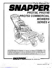 Snapper PRO748 Parts Manual