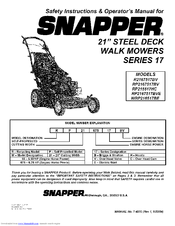 Snapper RP2167517BV Safety Instructions & Operator's Manual