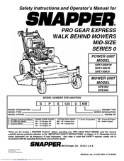 Snapper SPE1250K, SPE140KW, SPE150KH, Safety Instructions & Operator's Manual