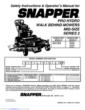 Snapper PRO HYDRO SPA521 Safety Instructions & Operator's Manual