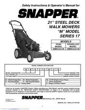Snapper WMRP216517B Safety Instructions & Operator's Manual