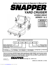 Snapper YARD CRUISER YZ13331BE Safety Instructions & Operator's Manual