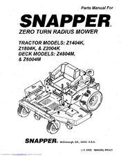 Snapper Z1804K Parts Manual
