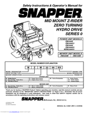 Snapper Z-RIDER ZM2500KH Safety Instructions & Operator's Manual