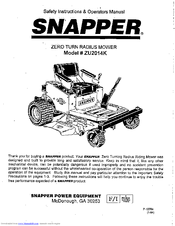 Snapper ZU2014K Safety Instructions & Operator's Manual