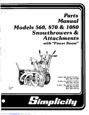 Simplicity 1691370 Parts Manual