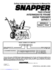 Snapper I7243 Safety Instructions & Operator's Manual