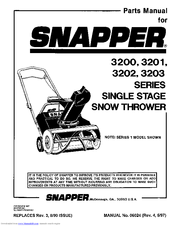 Snapper 3201 Series Parts Manual