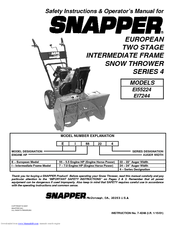 Snapper EI55224 Safety Instructions & Operator's Manual