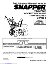 Snapper I7243 Safety Instructions & Operator's Manual