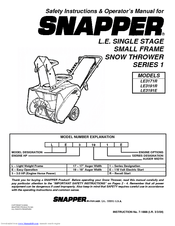 Snapper LE3191E Safety Instructions & Operator's Manual